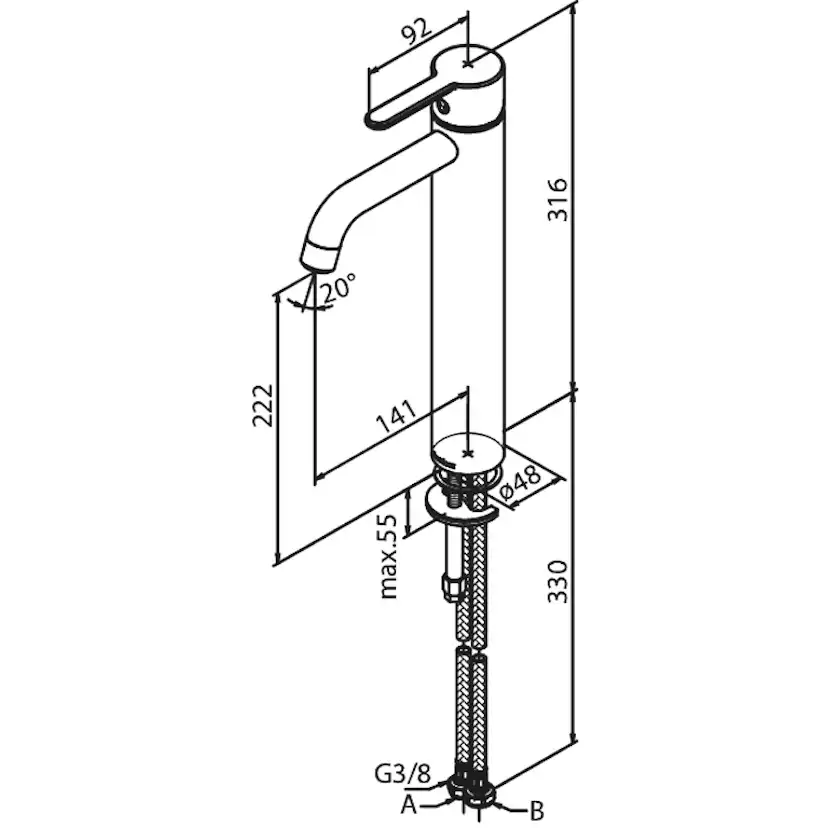 Tvättställsblandare Damixa Silhouet Hög