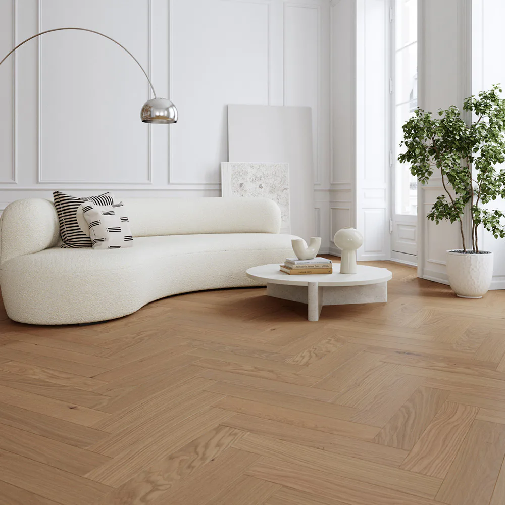 Parkettgolv Moland Super Ek Herringbone Brisbane White Oak 1-Stav