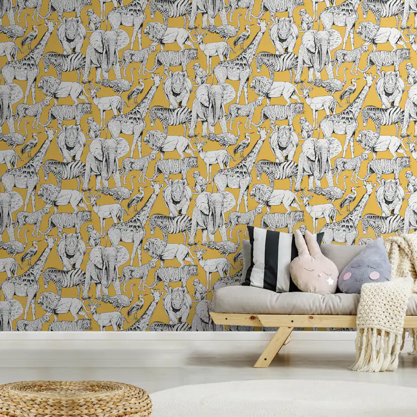 Tapet Superfresco Easy Jungle Animals Gul