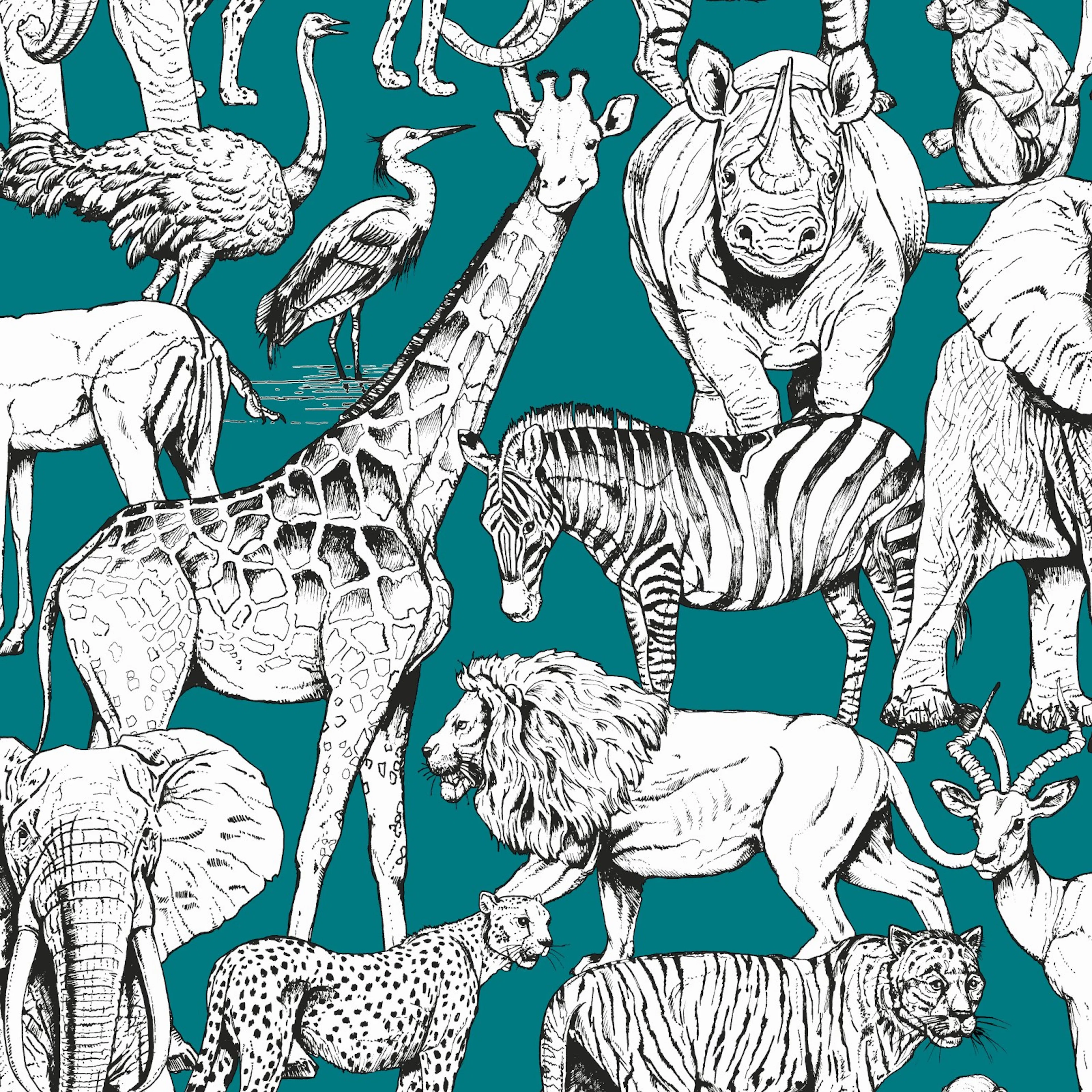 Tapet Superfresco Easy Jungle Animals Grön