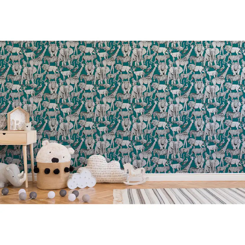 Tapet Superfresco Easy Jungle Animals Grön