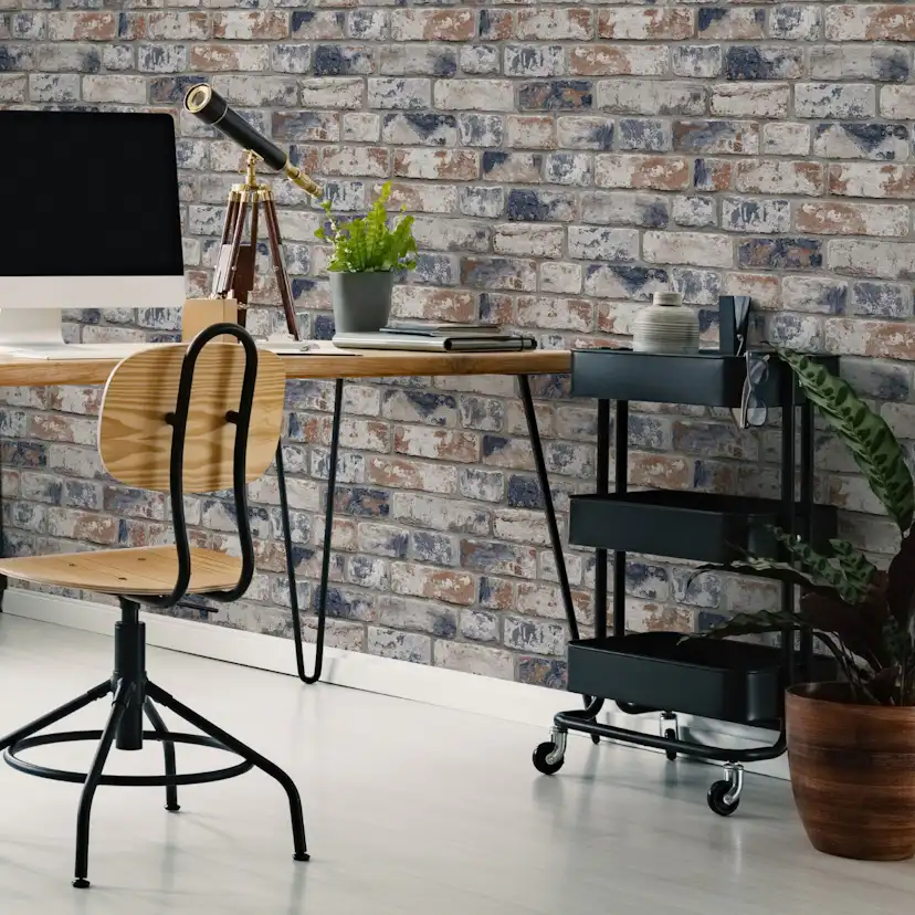 Tapet Fresco Distressed Brick Blå/Röd