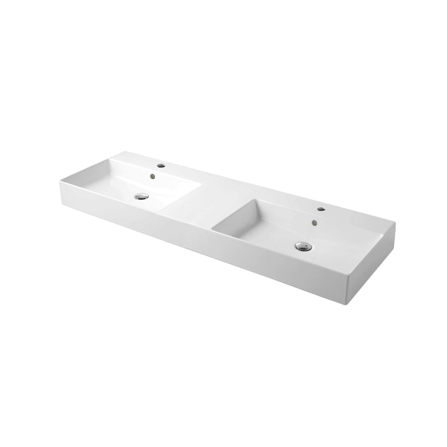 Dubbelhandfat Tvättställ Miller Badrum Bloc Porslin Vit