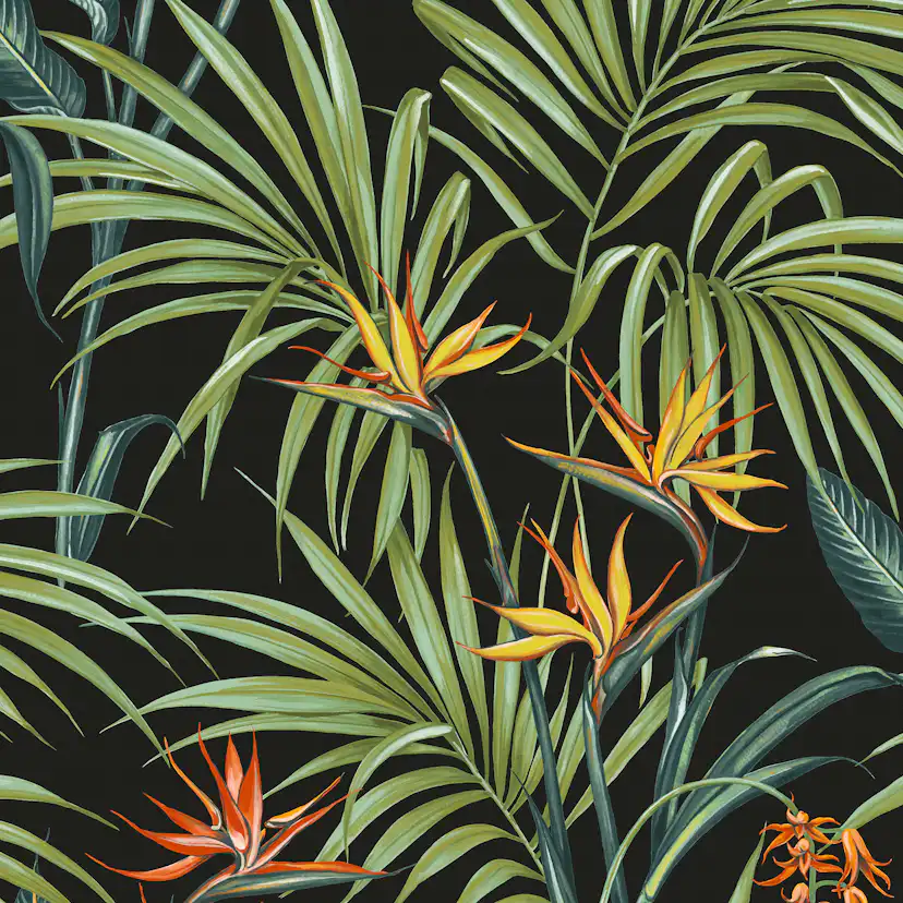 Tapet Superfresco Easy Strelitzia Leaves Mångfärgad