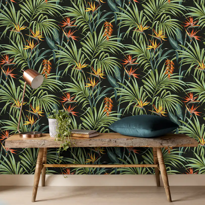 Tapet Superfresco Easy Strelitzia Leaves Mångfärgad