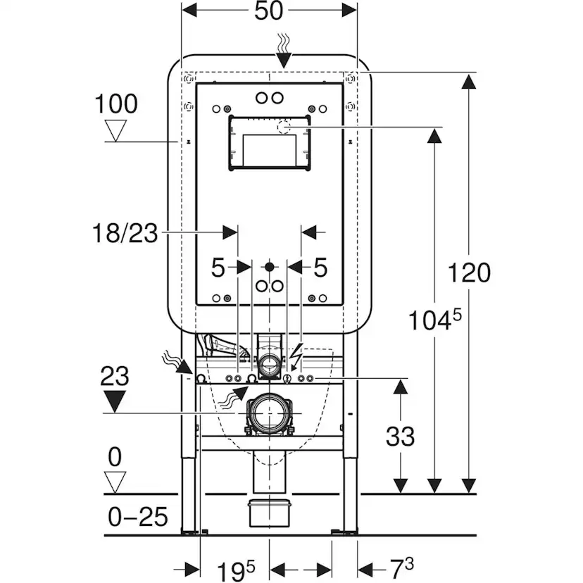 WC-fixtur Geberit 120 med Sigma Inbyggnadscistern med Tätskikt