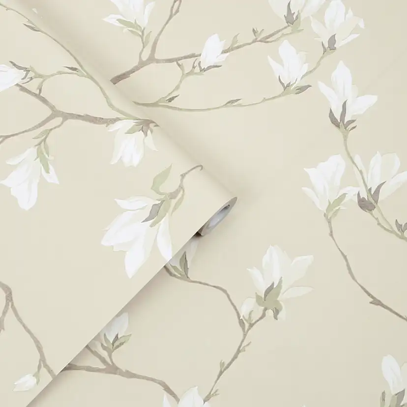Tapet Laura Ashley Magnolia Grove Naturel 113353 EasyUp, Mönstrad Flerfärgad