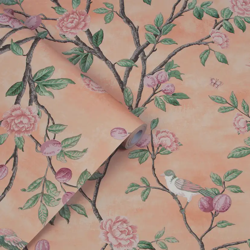 Tapet Laura Ashley Eglantine Blush EasyUp, Mönstrad Flerfärgad