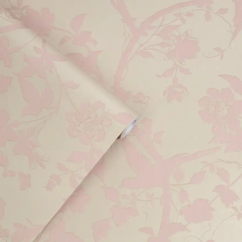Tapet Laura Ashley Oriental Garden Pearlescent Chalk Rosa
