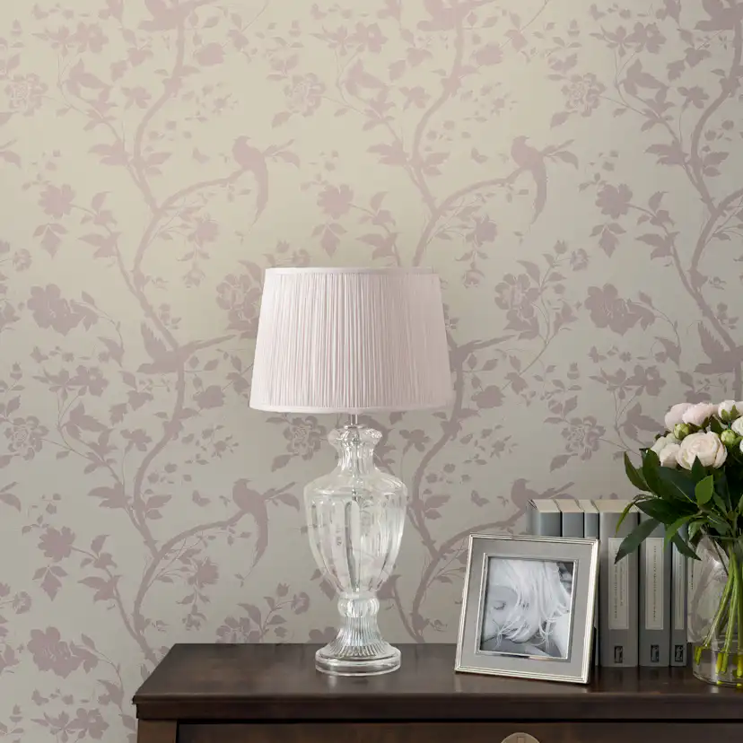 Tapet Laura Ashley Oriental Garden Pearlescent Chalk Rosa