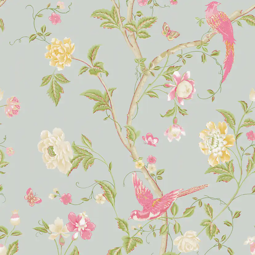 Tapet Laura Ashley Summer Palace Enteneier Blå