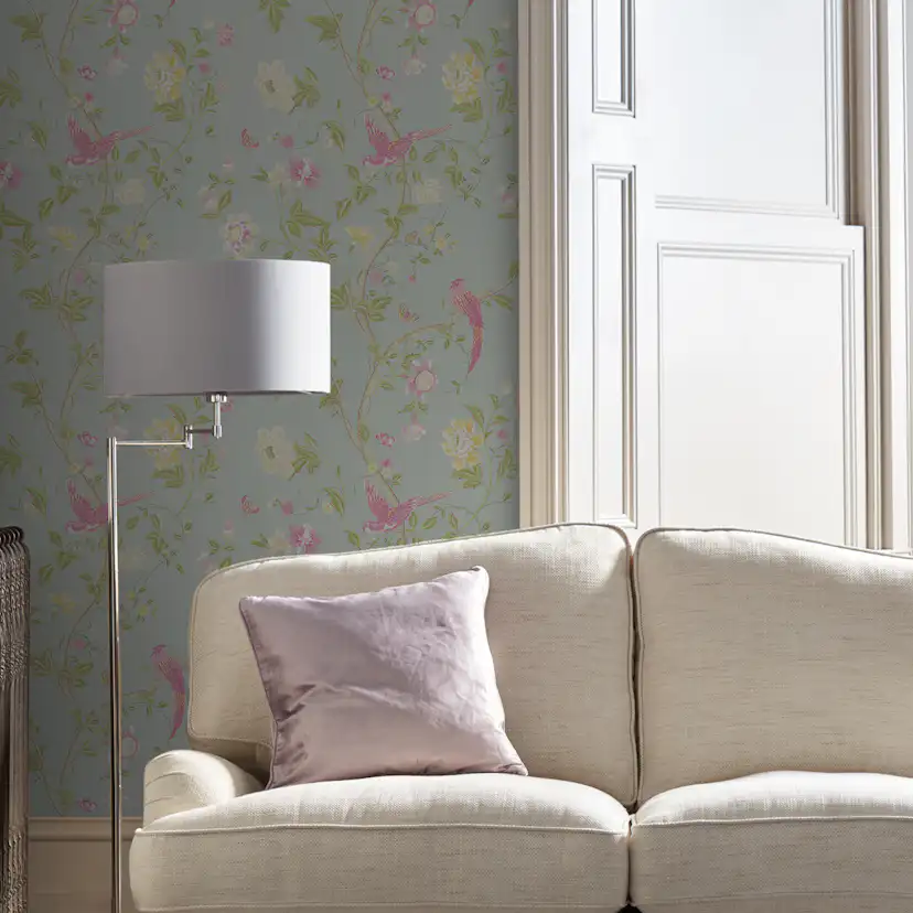 Tapet Laura Ashley Summer Palace Enteneier Blå