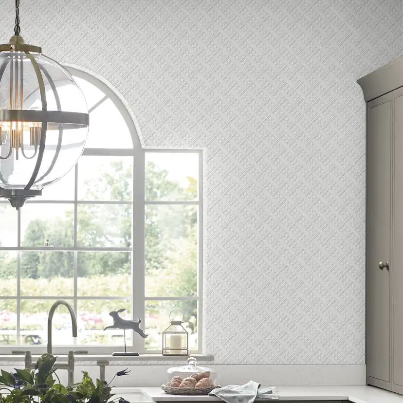 Tapet Laura Ashley Mr Jones 113415 EasyUp, Mönstrad Vit