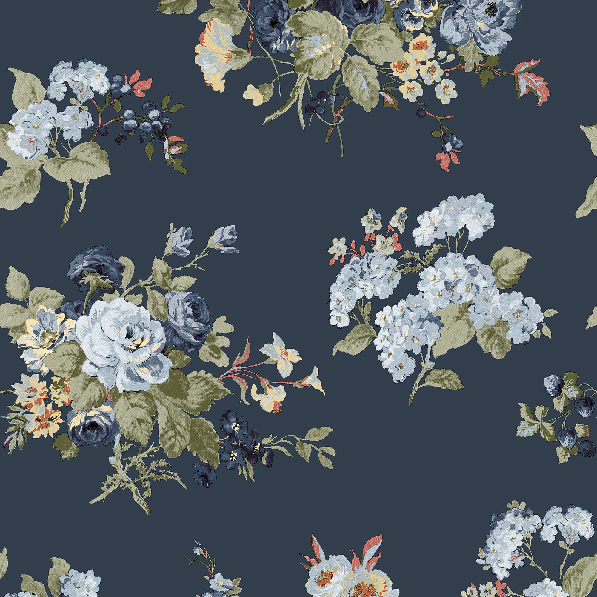 Tapet Laura Ashley Rosemore Midnight Seaspray