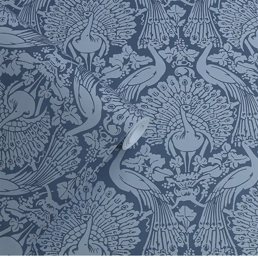 Tapet Laura Ashley Peacock Damask Dusky Seaspray