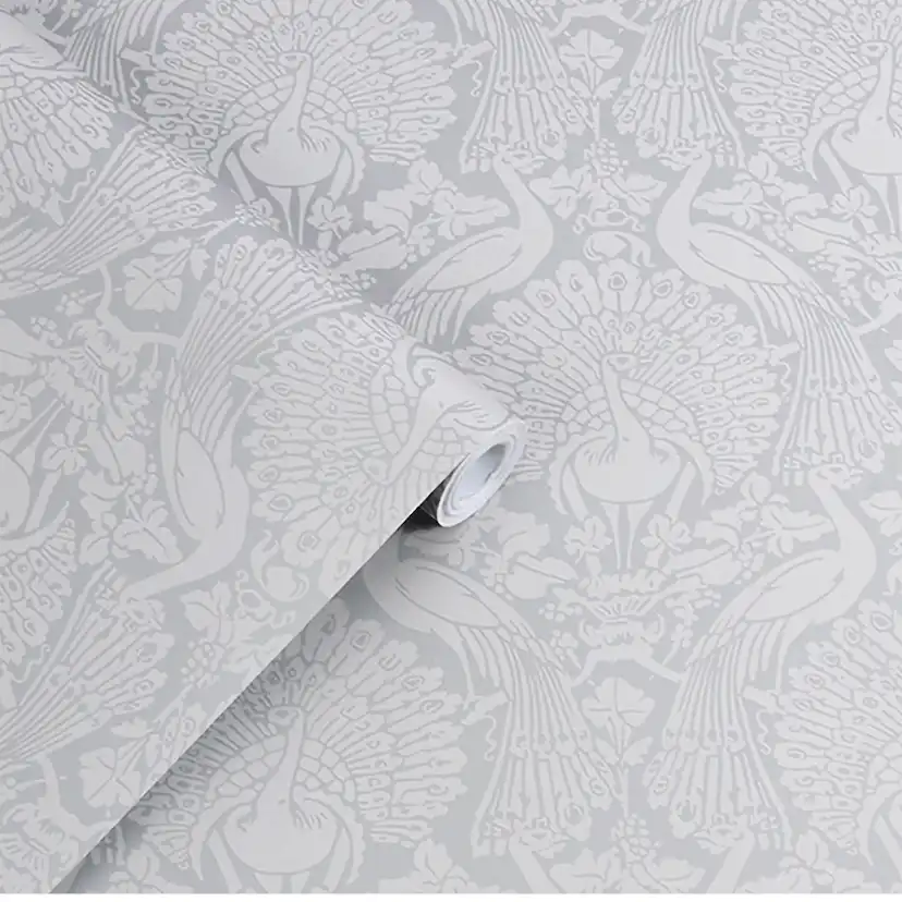 Tapet Laura Ashley Peacock Damask Pale Slate