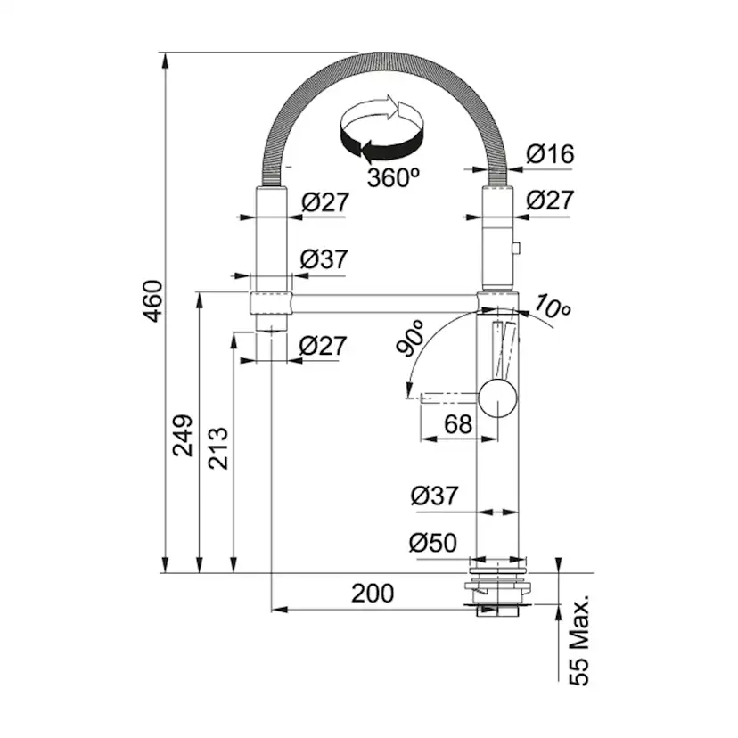 Köksblandare Franke Pescara Semi-Pro 360