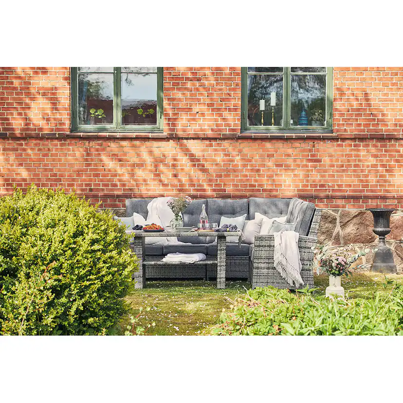 James Lyx Loungegrupp Utomhus Vändbar - 5-sits Loungeset i Konstrotting för Trädgård och Uteplats