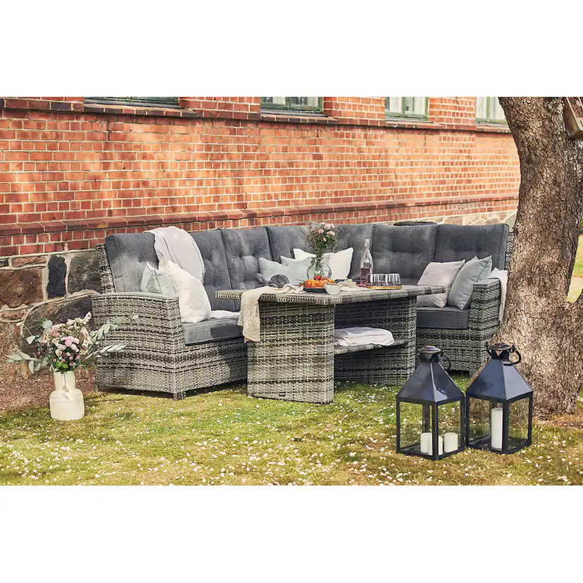 James Lyx Loungegrupp Utomhus Vändbar - 5-sits Loungeset i Konstrotting för Trädgård och Uteplats