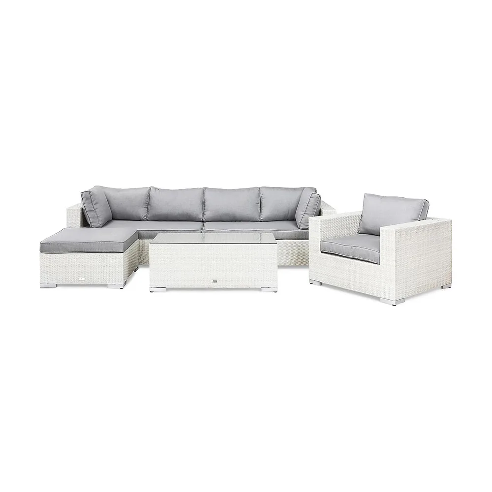 Loungegrupp Comfort Garden Bahamas 5-sits Bord Divan/Bord Utefåtölj Vit Utomhus