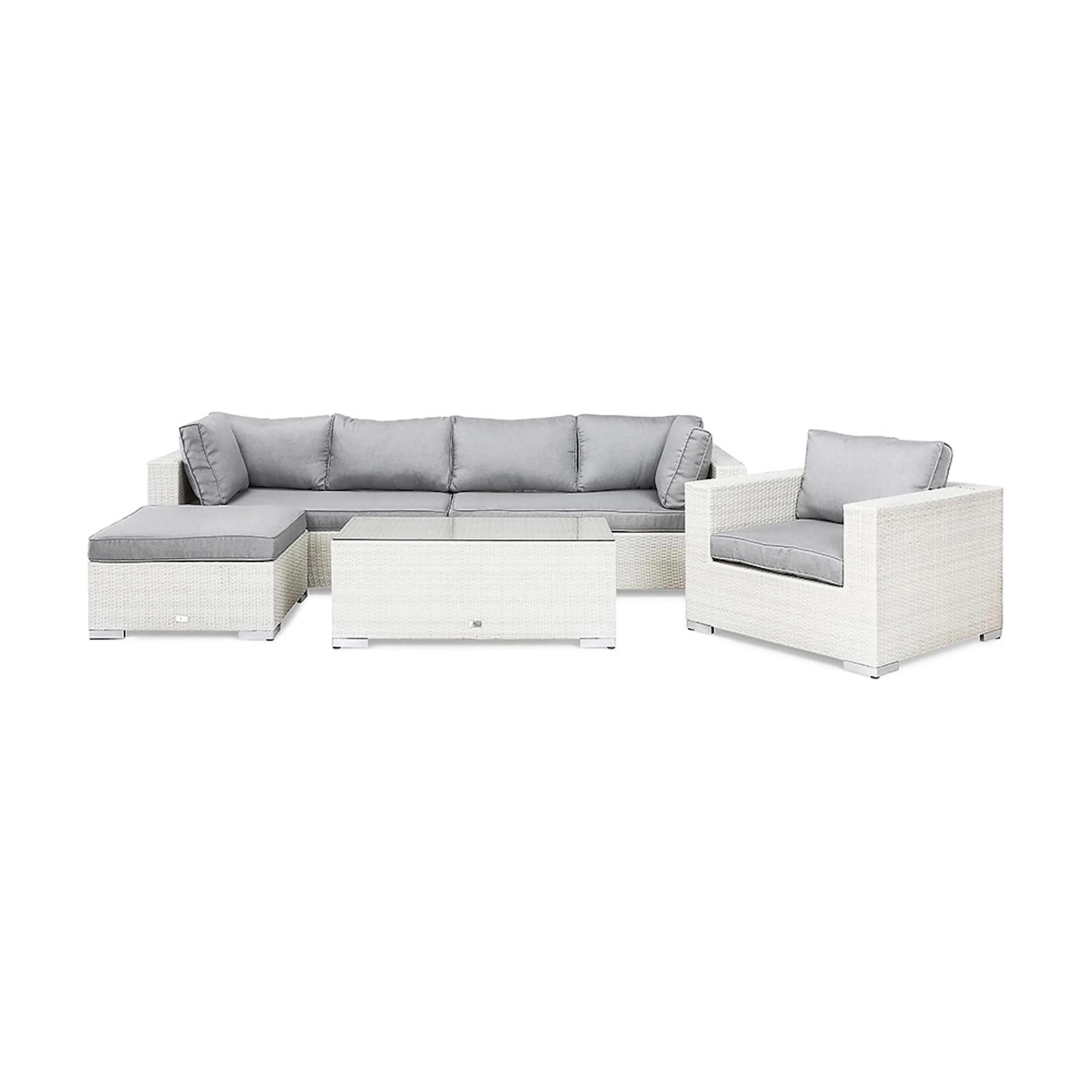 Loungegrupp Comfort Garden Bahamas 5-sits Bord Divan/Bord Utefåtölj Vit Utomhus