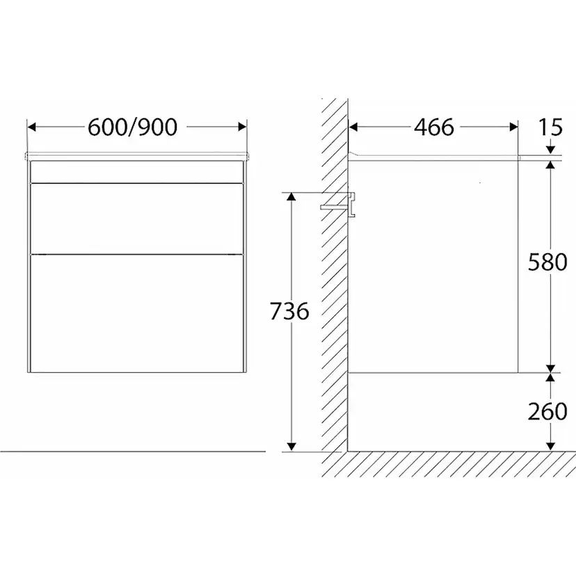 Tvättställsskåp Ifö Sense 2 Lådor Lågt Tvättställ