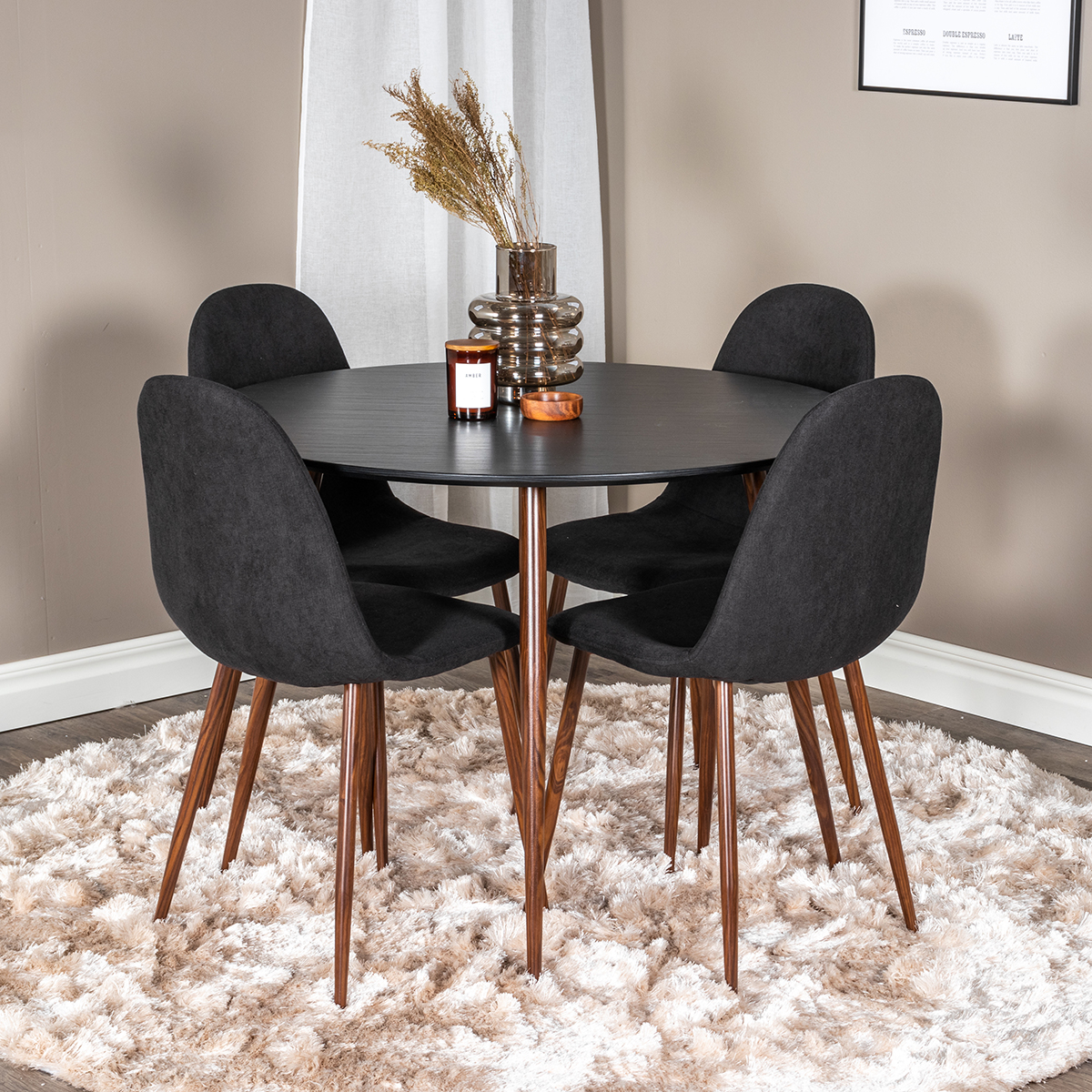 Matgrupp Venture Home Plake med 4 Pobbie Stolar Polyestertyg Runt