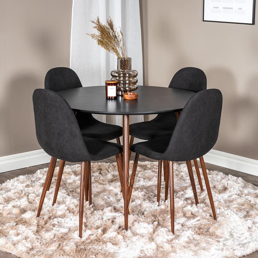 Matgrupp Venture Home Plake med 4 Pobbie Stolar Polyestertyg Runt