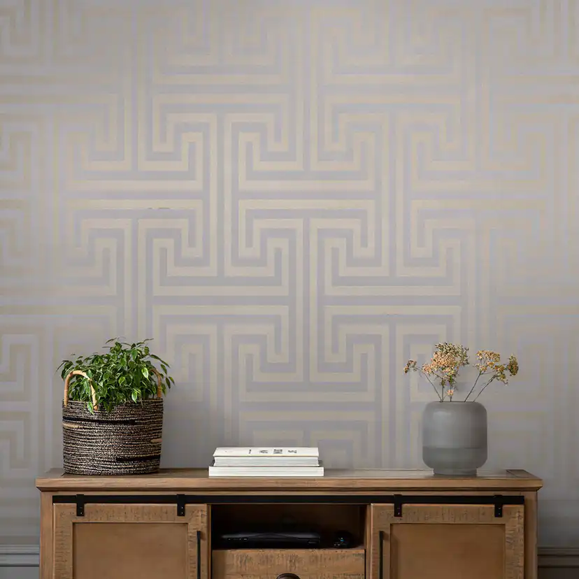 Tapet NEXT Metallic Greek Key Grey