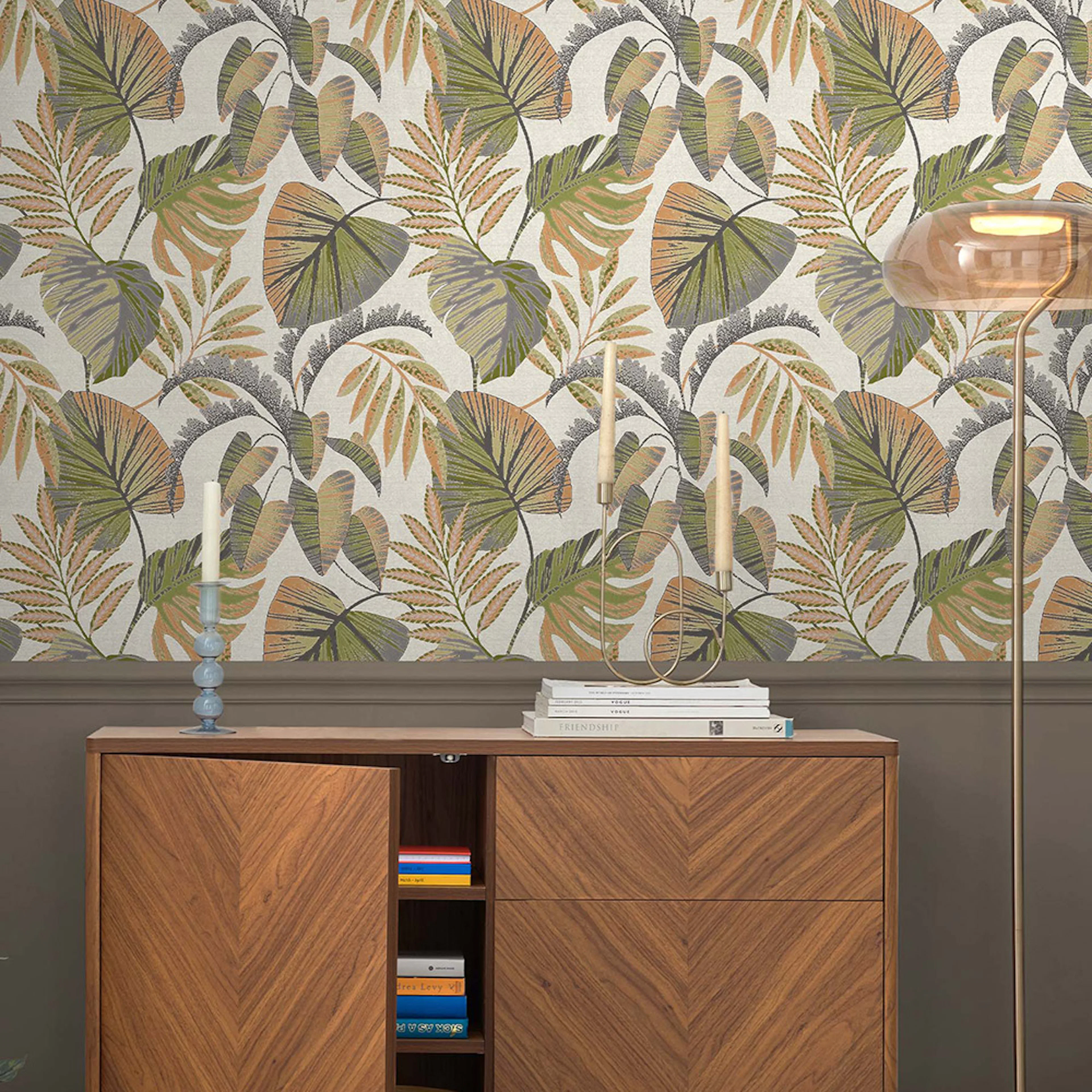 Tapet NEXT Jungle Leaves Orange