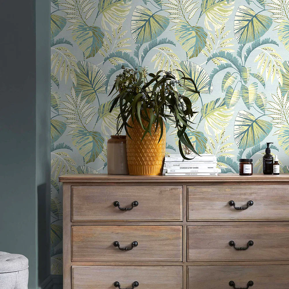 Tapet NEXT Jungle Leaves Duck Egg