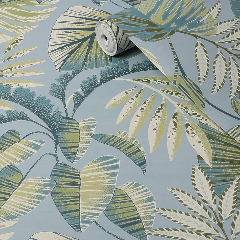 Tapet NEXT Jungle Leaves Duck Egg