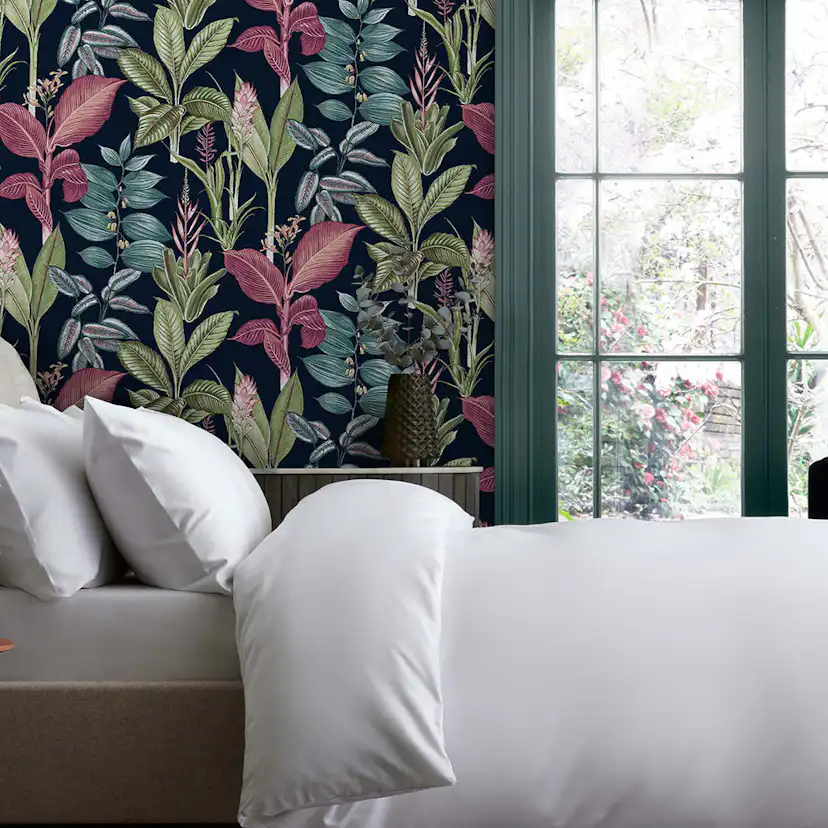 Tapet NEXT Fantasy Rainforest Leaves Navy