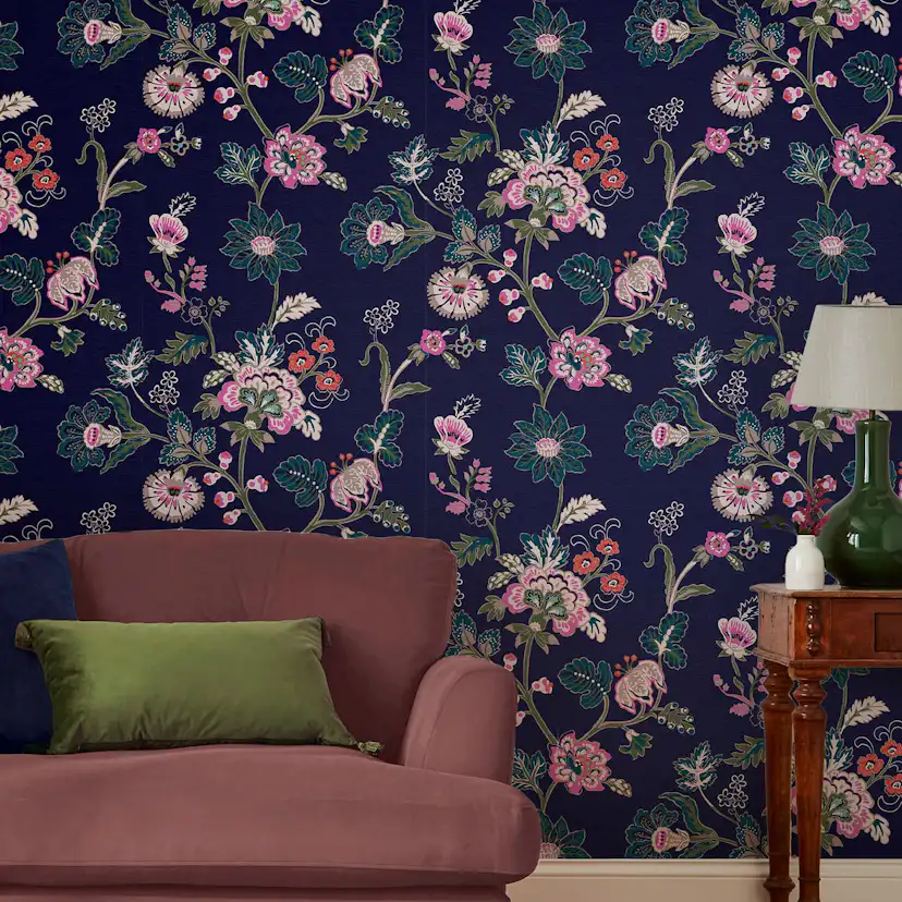 Tapet Joules Vine Cottage Floral Royal Navy