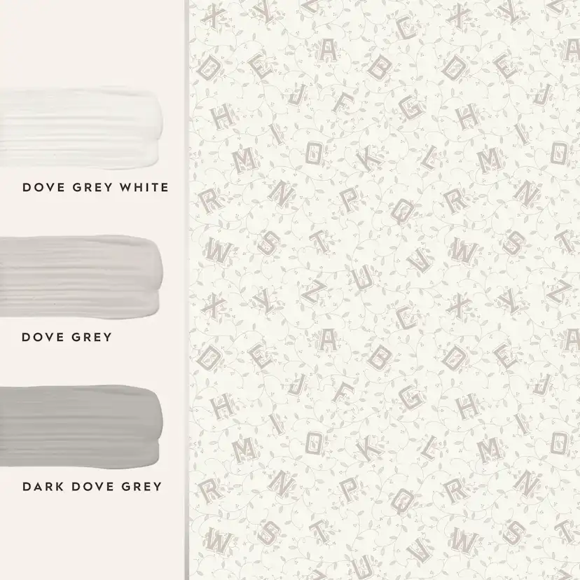 Tapet Laura Ashley Alphabet Dove Grå 119862