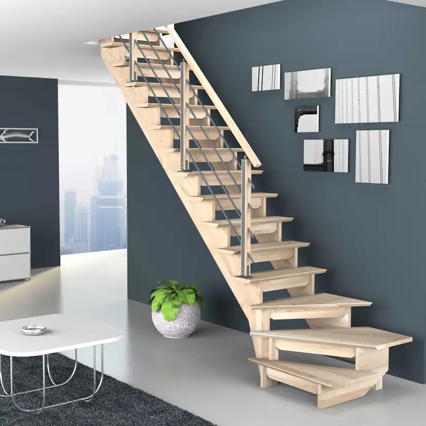 Lofttrappa Byggera Auvergne L-form inkl. Barnskydd och Trappräcke