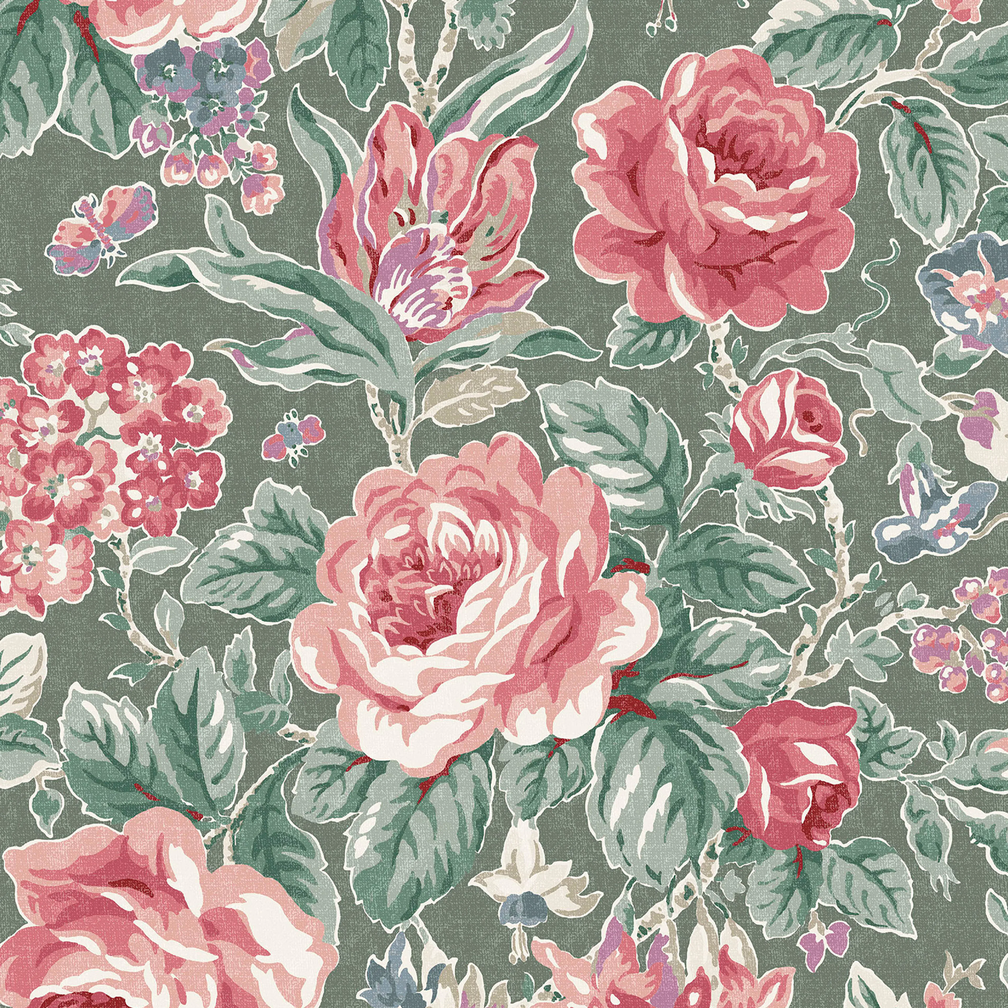 Tapet Laura Ashley Wild Roses Fern Grön 122754