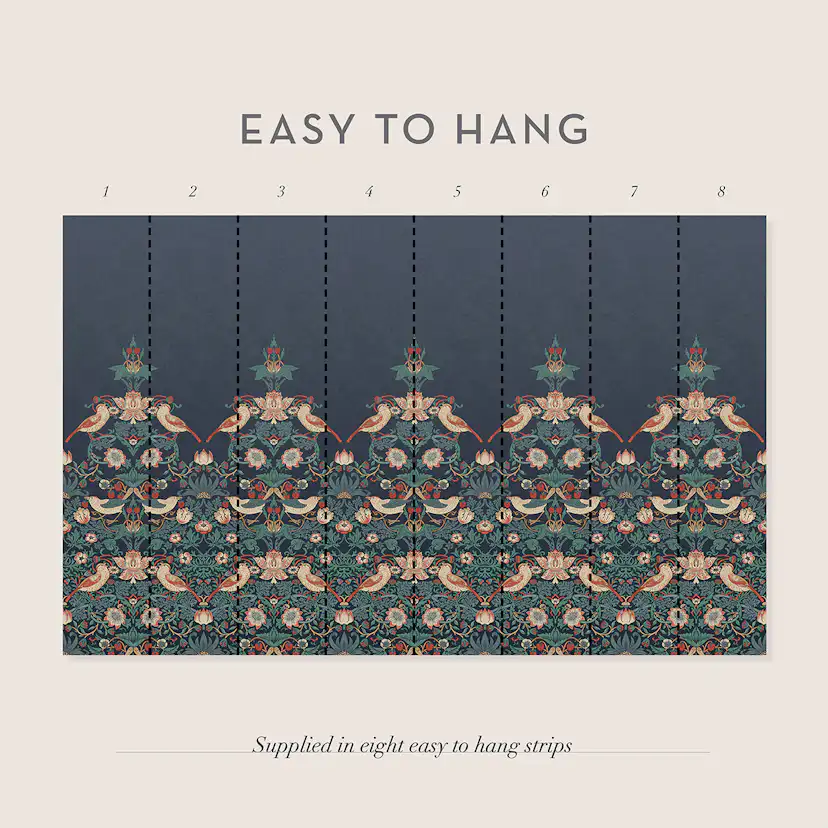 Fototapet William Morris At Home Strawberry Thief Navy