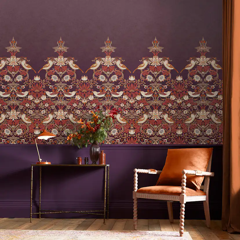 Fototapet William Morris At Home Strawberry Thief Plum