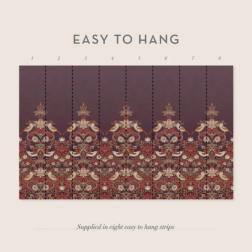 Fototapet William Morris At Home Strawberry Thief Plum