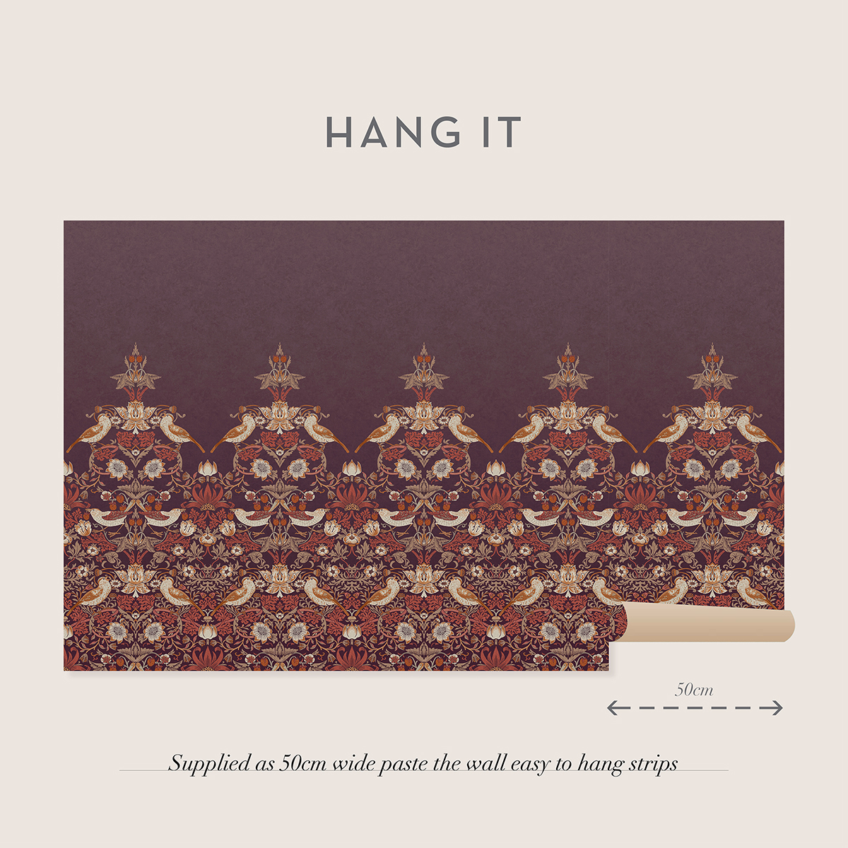 Fototapet William Morris At Home Strawberry Thief Plum