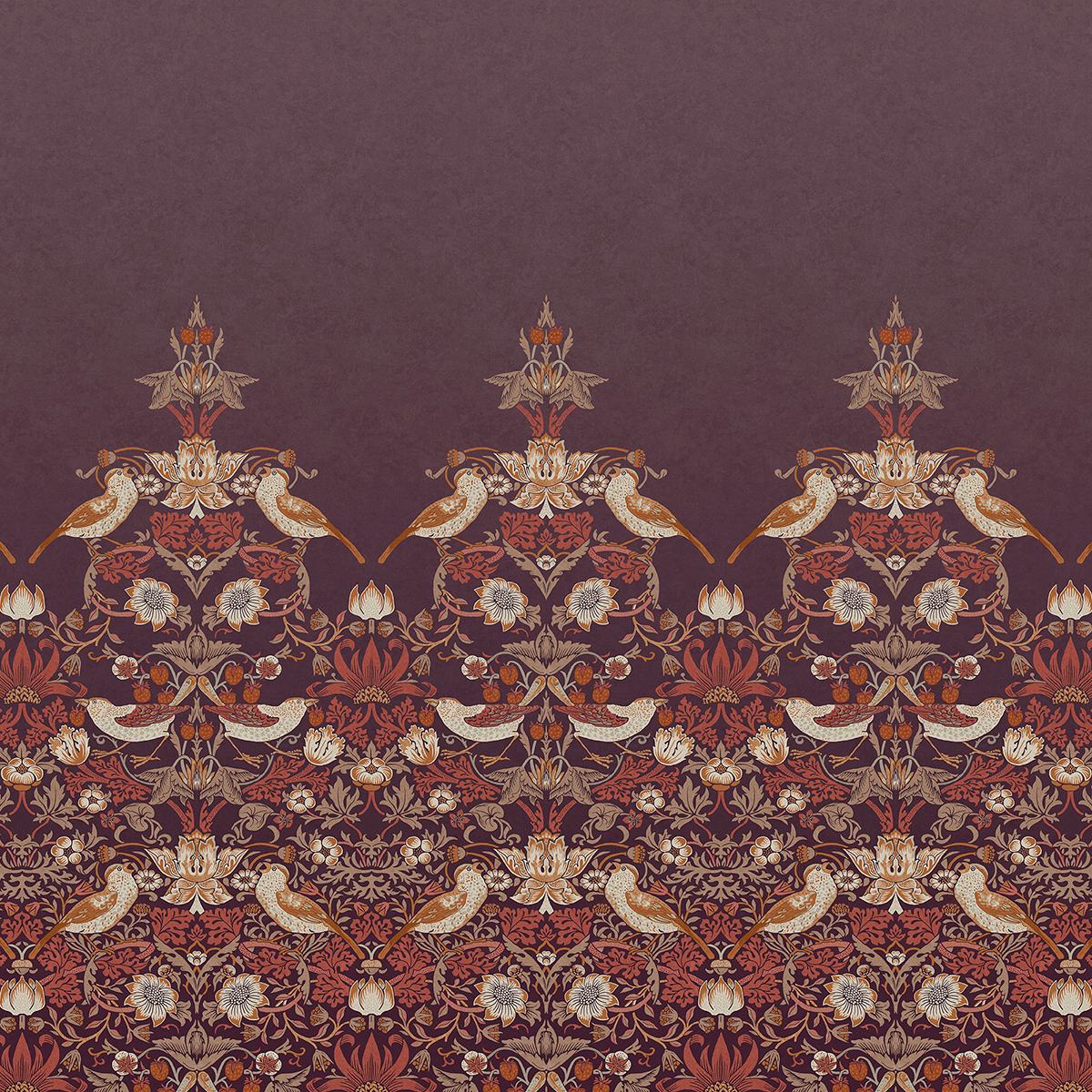 Fototapet William Morris At Home Strawberry Thief Plum