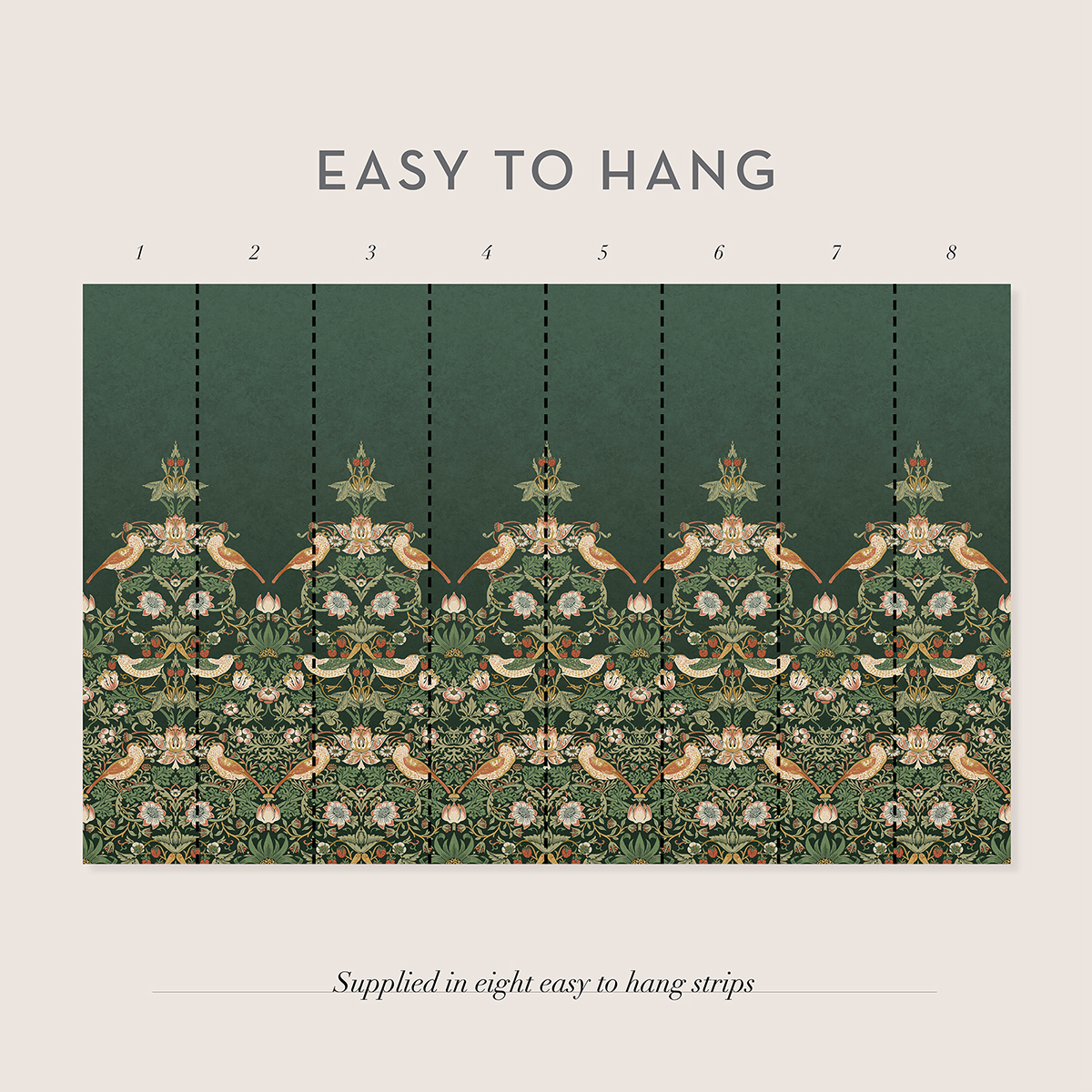 Fototapet William Morris At Home Strawberry Thief Green