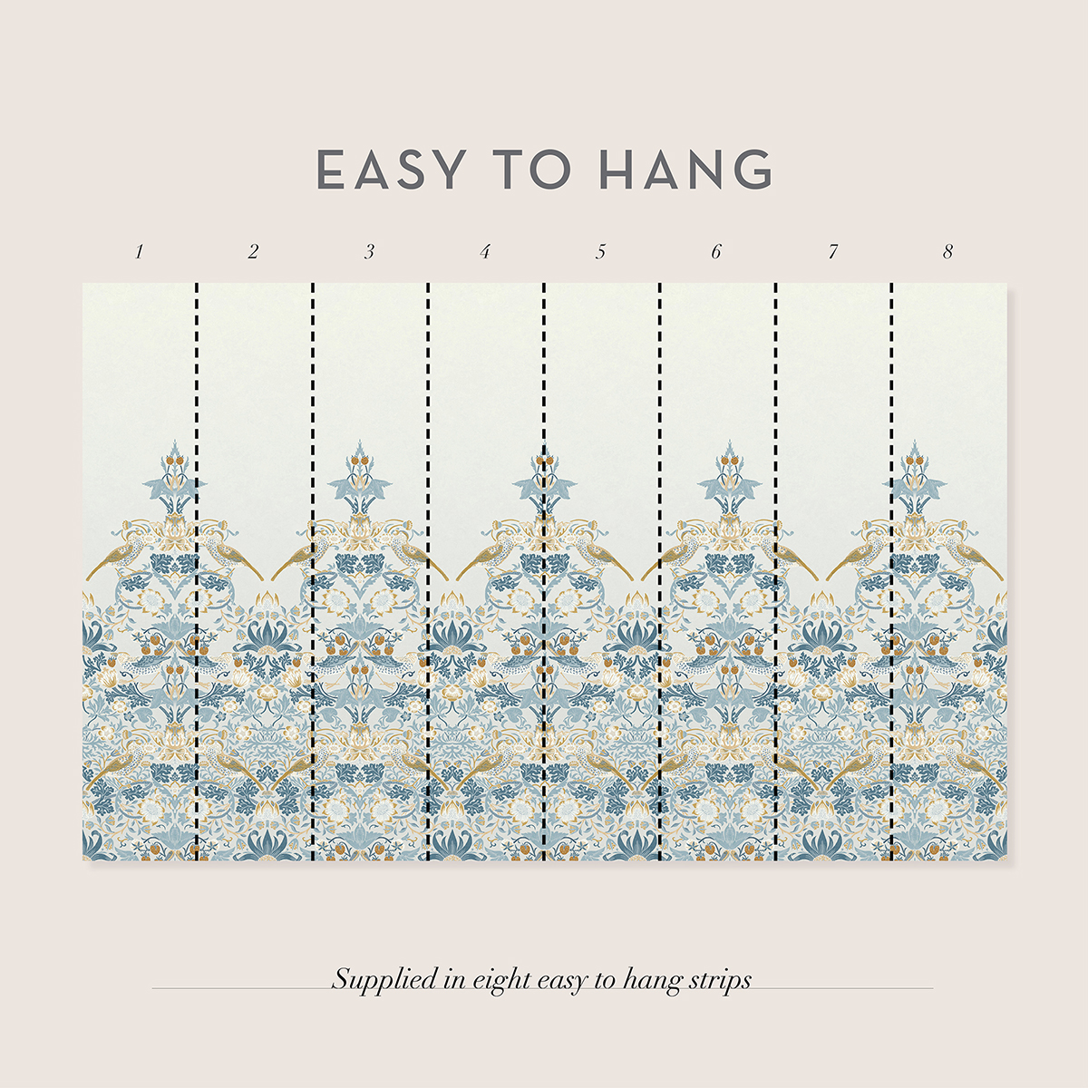 Fototapet William Morris At Home Strawberry Thief Soft Blue