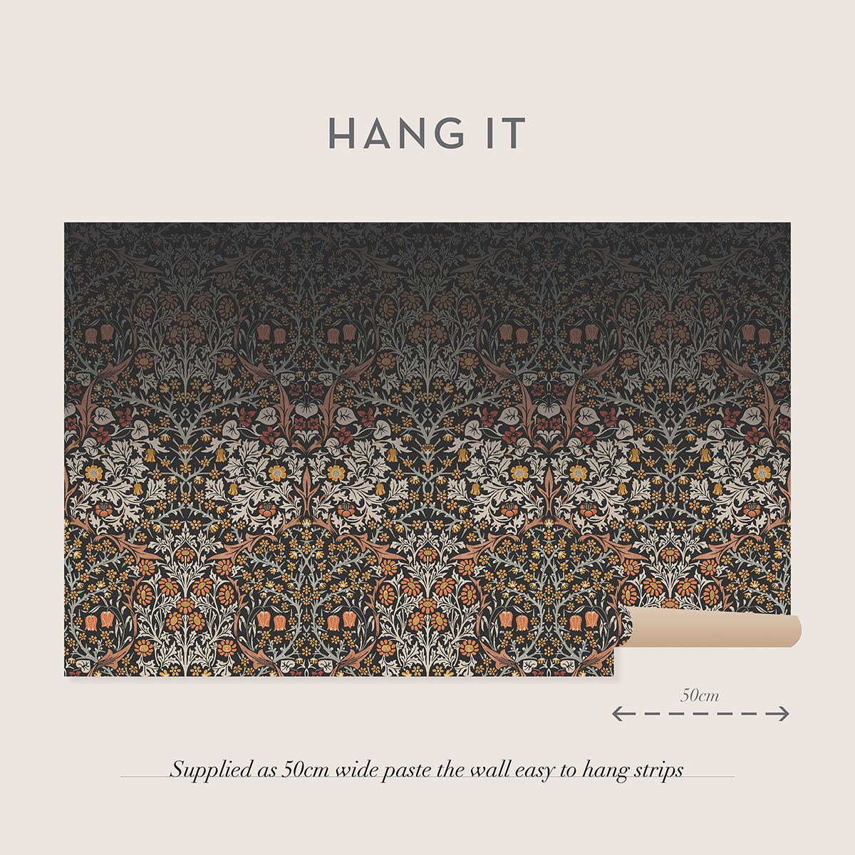 Fototapet William Morris At Home Blackthorn Charcoal