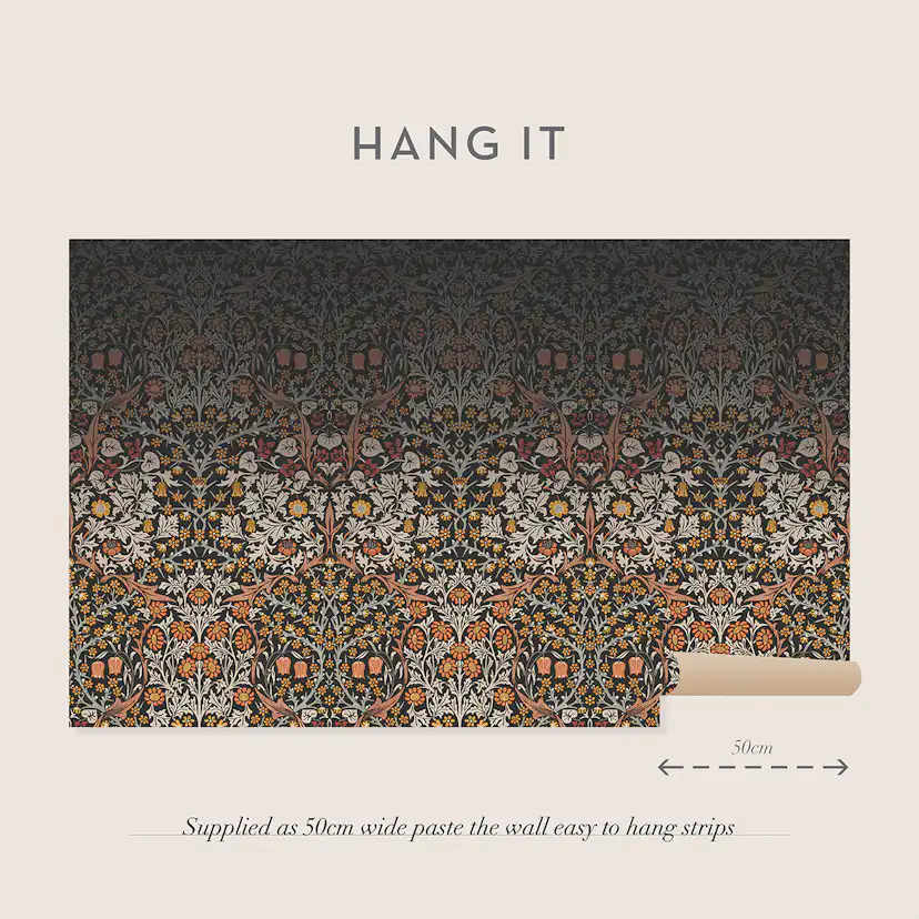 Fototapet William Morris At Home Blackthorn Charcoal