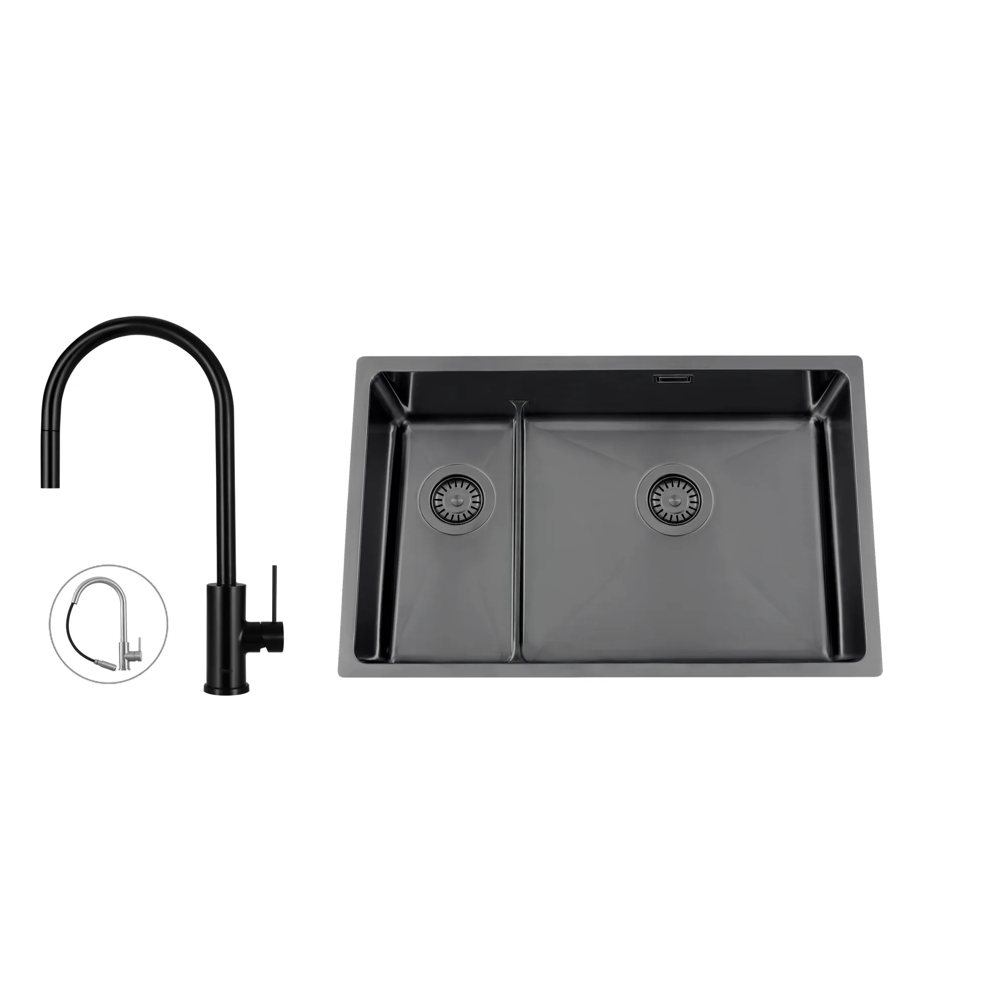 Disklåda Nordic Tech Titan 73 KHX Nickel med Köksblandare Steel Accent D