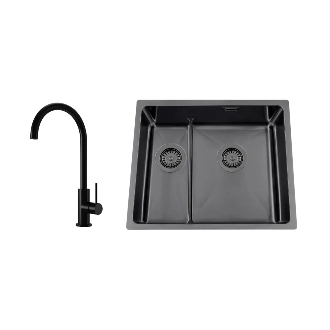 Disklåda Nordic Tech Titan 53 KHX Nickel med Köksblandare Steel Equip Shadow