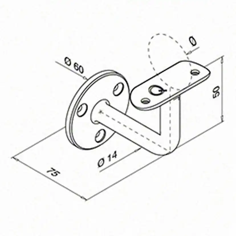 Väggfäste Herrljunga Ledstångsfabrik 0100 för Inomhusbruk
