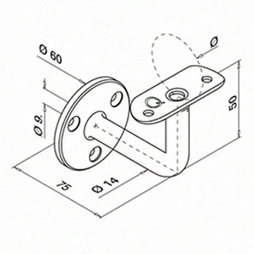 Väggfäste Herrljunga Ledstångsfabrik 0103 Inomhus Skålad